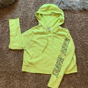 Neon yellow cropped “make waves “ hoodie